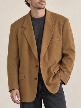 Vintage CESARANI Camel Hair Sport Coat Blazer Mens 44R (estimated) Made in USA